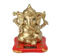 Statua del Dio Elefante Ganesha 10 X 11 X 9cm Sculture in ABS del Dio Elefante ad Energia Solare con 3 Decorazioni Portatili Staccabili, Statuetta della Idolo Indiano Ganesha(Oro)