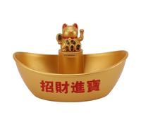 Statua del gatto fortunato ad energia solare che agita il braccio Fortuna accoglienza ricchezza buona fortuna Home Office Decorazione scrivania plastica colore oro di piccole (MLY23099A 2 Champagne