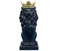 Statua del leone della corona Il re degli animali Scultura di animali in resina in stile nordico Decorazione per la casa e il lavoro Miglior regalo per l'uomo (nero)