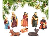 Statua del Presepe,Statua del Presepe di Natale | 8X Sculture natalizie in resina,Artigianato presepe per camera da letto, soggiorno, tra cui Gesù, Maria e Giuseppe