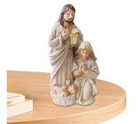 Statua del presepe - Statuetta di Natale della Sacra Famiglia Religiosa Set Presepe | Decorazione natalizia fatta a mano, decorazione da tavola cristiana, decorazione natalizia, scena con la nascita