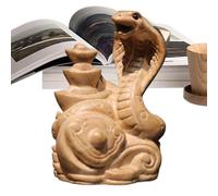 Statua del serpente di legno, Decorazione del desktop del serpente intagliato, Figurina di serpente in legno, Figurina del serpente cinese, Scultura del serpente 2025, Decorazione del serpente in