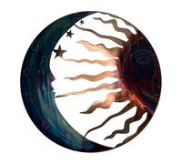 Statua del sole e della luna - Scultura rustica in metallo, design appeso con luna e stelle | Per interni ed esterni, patio, giardino, recinzione, terrazza, piscina, decorazione da parete, balcone, po