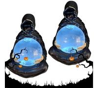 Statua del Tristo Mietitore con Pipistrelli in Volo, Sfera di cristallos, Luce LED, Globo d'Acqua del Tristo Mietitore, Decorazione di Halloween, Sfere di cristallos del Dio della Morte (2pcs)