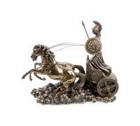 Statua della dea Atena su un carro con lancia in bronzo fuso a freddo e resin...