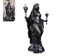 Statua della dea greca di Ecate - La strega della luce notturna, Phosforos degli inferi con i suoi segugi, scultura magica in resina (B)