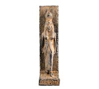 Statua della dea Iside grande Stela rilievo pesante scultura nera con iscrizione Horus realizzata in Egitto.