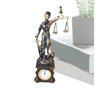 Statua della della Giustizia, Scultura da Tavolo in Resina con Orologio Integrato, Scultura della Bilancia della Giustizia, Per Collezionisti Casa Ufficio Camera Soggiorno Libreria Bar Vetrina Ingress