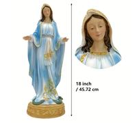 Statua della della Grazia su base, 1 pezzo, Statue cattoliche della Maria, Protettori , Rinascimentale, 18" H, 16in 12inch 5in Resina e Pietra, Regalo religioso, Decorazione per Natale, Halloween