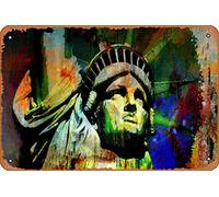Statua della Libertà 2 città e architettura astratta e surreale classico uomo grotta decorazione artistica da parete 20,3 x 30,5 cm targa in metallo targa poster