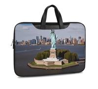 Statua della Libertà a New York Borsa a tracolla in pelle stampata per uomo donna borsa da viaggio Business Office Hangbag Laptop Pack Crossbody, Stile nero, 37x28cm