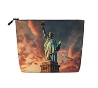 Statua della Libertà a New York Borsa per il trucco con stampa carina borsa cosmetica per le donne Sacchetto di trucco Borsa da toilette da viaggio per signora, Nero , Taglia unica