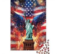 Statua della Libertà Bandiera Americana Puzzle 1000 Pezzi Puzzle per Adulti Fuochi dArtificio Gioco di Puzzle 1000 Pezzi Relax Casa Regalo 52x38cm/1000pcs