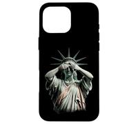 Statua della Libertà che copre il suo volto nel caos politico della vergogna Custodia per iPhone 16 Pro Max