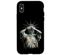 Statua della Libertà che copre il suo volto nel caos politico della vergogna Custodia per iPhone X/XS