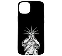 Statua della Libertà che copre il viso vergogna piangendo politico Custodia per iPhone 15 Plus