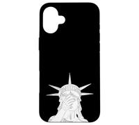 Statua della Libertà che si copre il volto nel caos politico vergognoso Custodia per iPhone 16 Plus