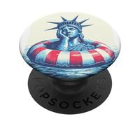 Statua della Libertà con anello da piscina per gli amanti delle vacanze PopSockets PopGrip Adesivo