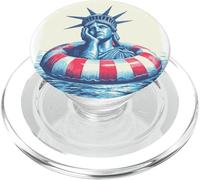 Statua della Libertà con anello da piscina per gli amanti delle vacanze PopSockets PopGrip per MagSafe