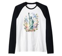 Statua della libertà con Fiori Maglia con Maniche Raglan