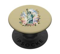 Statua Della Libertà Con Fiori PopSockets PopGrip Adesivo