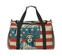 Statua della Libertà con stampa americana elegante borsa pieghevole con cerniera impermeabile per le gite del fine settimana