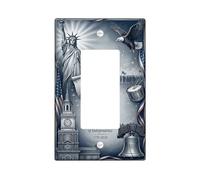 Statua della Libertà Copertura per interruttore della luce a bilanciere singolo, patriottica storica aquila dell'orologio Torre dell'Indipendenza Giorno dell'Indipendenza in plastica blu Dimensioni