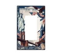 Statua della Libertà Copertura per interruttore della luce a bilanciere singolo, patriottico storico ponte aquila, anniversario, plastica rossa, dimensioni standard, piastra decorativa per soggiorno