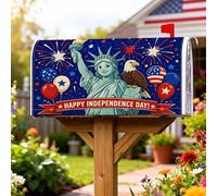 Statua della Libertà Coperture magnetiche per cassette postali, Giorno dell'Indipendenza Patriottica Aquila calva fuochi d'artificio 45 x 53 cm