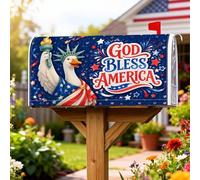 Statua della Libertà Coperture magnetiche per cassette postali, patriottiche festive, anatra e stelle del giorno dell'indipendenza, copertura decorativa rossa per cassetta postale anteriore per