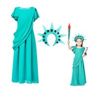 Statua della Libertà Costume - abito cosplay patriottico per, abito del giorno 'indipendenza | Abito ispirato alla storia americana con corona, abbigliamento per le vacanze nazione