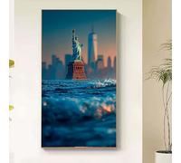 Statua della Libertà Diamond Painting Kit Completo, Diamond Painting Mare Pittura Diamante Adulti, DIY 5D Diamantini Crystal Art Disegni Kit Punto Croce con Perline, Decorazione Parete 30x60cm 8cb1-i