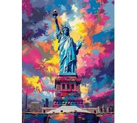 Statua Della Libertà Dipingere Con I Numeri Adulti, Dipingere Con I Numeri Città, Fai Da Te Paint by Numbers Kits Con Pennelli e Vernice Acrilica, Hobby Passatempo per Adulti, Decor, 40x50cm R-3780