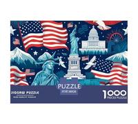Statua della Libertà e Campidoglio Puzzle 1000 Pezzi Cartaceo Gioco di Puzzle 1000 Pezzi Vista Notturna Monumento Relax Decorazione Casa Regalo 38x26cm/1000pcs 38x26cm/1000pcs
