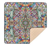 Statua della Libertà e Torre Eiffel Art Grande Elegante Baby Gym & Activity Mat per Pavimento Portatile Baby Kick Crawling Mat per Neonati Neonati Bambini Bambini, 127 x 127 cm