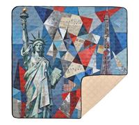 Statua della Libertà e Torre Eiffel: forme collage art grande robusto tappetino da gioco per bambini per interni ed esterni, non tossico, per la pancia e gattonare, per neonati e bambini, 127 x 127 cm