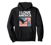 Statua della libertà I Love America Eagle Felpa con Cappuccio