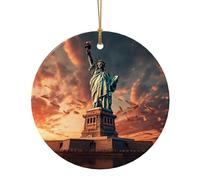 Statua Della Libertà In Nyc Stampa Ceramica Pendente Rotondo Per Gli Ornamenti Da Viaggio Per La Decorazione Domestica