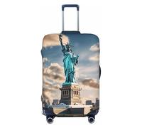 Statua della Libertà in NYC Stampa Universale Valigia Copertura per Viaggio Elastico Lavabile Copertura di Viaggio Protezione Dei Bagagli, Nero , L