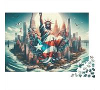 Statua della Libertà Paesaggio Urbano Moderno Puzzle 1000 Pezzi Carta per Adulti Relax Concentrazione Puzzle per Famiglia Arredo Regalo 70x50cm/1000pcs