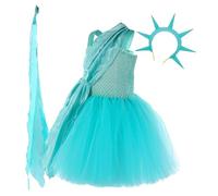 Statua della Libertà per ragazze - Vestito cosplay con fascia per cosplay vestito patriottico di Halloween | Vestito da festa per il giorno 'indipendenza Tutu Parade - Stage Show F