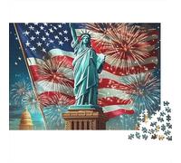 Statua della Libertà Puzzle 1000 Pezzi Carta per Adulti Fuochi d'Artificio Gioco di Puzzle 1000 Pezzi Relax Casa Regalo 70x50cm/1000pcs