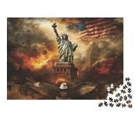 Statua della Libertà Puzzle 1000 Pezzi Carta per Adulti Paesaggio Americano Cielo Drammatico Relax Decorazione Casa Idea Regalo 52x38cm/1000pcs