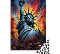 Statua della Libertà Puzzle 1000 Pezzi Carta per Adulti Scena notturna cittadina colorata Puzzle per Famiglia Relax Decorazione Regalo 52x38cm/1000pcs