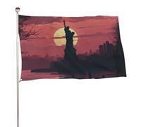 Statua della Libertà Silhouette Bandiera 119,4 x 177,8 cm, stampa su entrambi i lati, bandiera decorativa da giardino, non sbiadisce, con occhielli in ottone da appendere, sfondo fotografico per