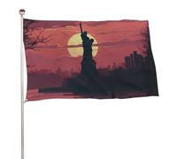 Statua della Libertà Silhouette Bandiera 152,4 x 243,8 cm, stampa su entrambi i lati, bandiera decorativa da giardino, non sbiadisce, con occhielli in ottone da appendere, sfondo fotografico per