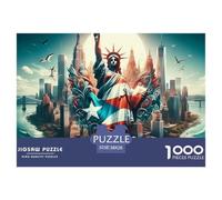 Statua della Libertà Skyline Città Puzzle 1000 Pezzi Carta Moderno Adulti Gioco di Puzzle 1000 Pezzi Relax Decorazione Casa Famiglia 38x26cm/1000pcs