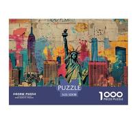 Statua della Libertà Skyline Puzzle 1000 Pezzi Puzzle per Adulti Carta Stile Graffiti Moderno Rilassante Decorazione Casa Regalo 52x38cm/1000pcs