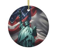 Statua della Libertà Stampa Bandiera Albero di Natale in Ceramica Appeso, Decorazione di Vacanza Per Capodanno Decorazione Casa Ricordo
