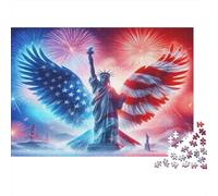 Statua della Libertà, Statua della Libertà alata e colorata, puzzle da 1000 pezzi per adulti, splendidamente illustrato, regalo di compleanno, 38x26 cm/1000 pezzi